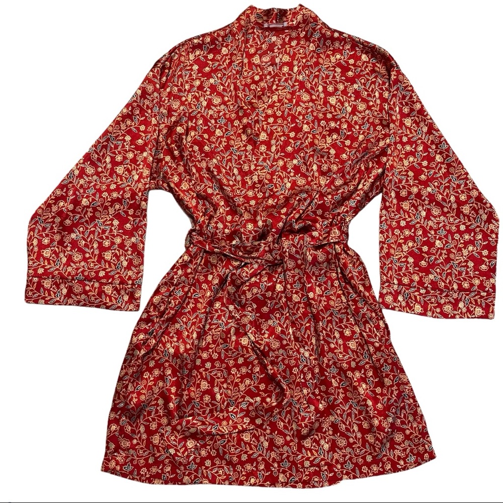 CRUZ Red Silky Kimono Wrap Around Robe